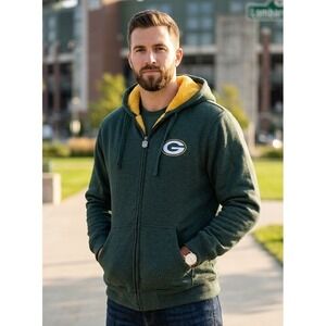 NFL Pro Line Green Bay Packers Piled Fleece Lined Full Zip Hoodie Men's Small